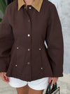 WAISTED CONTRAST COLLAR JACKET