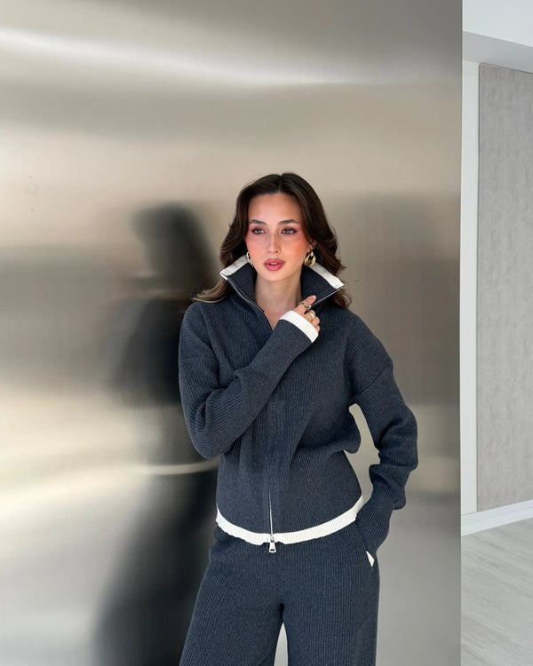 Contrast Trim Knit Set