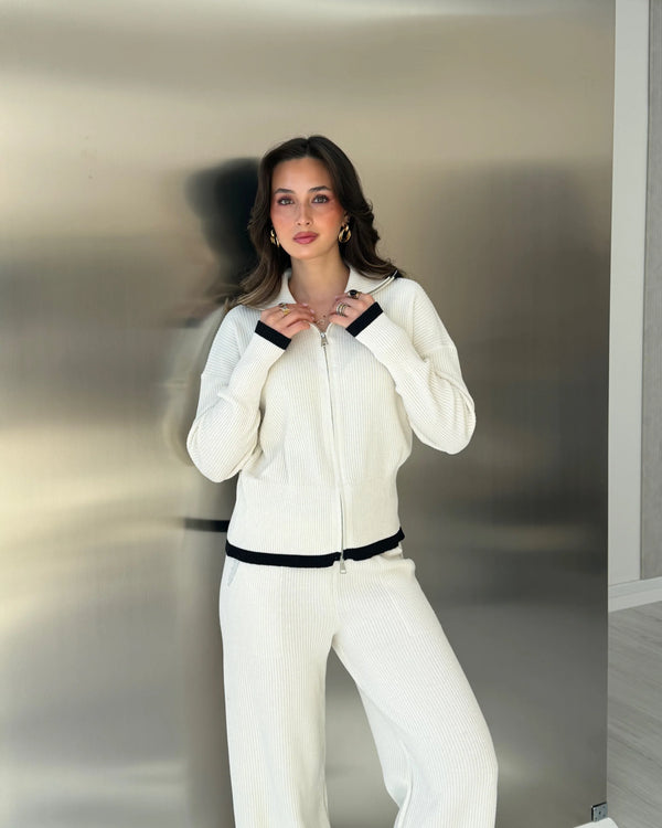 Contrast Trim Knit Set