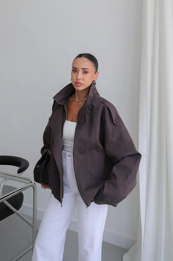 HIGH- COLLAR BOMBER JACKET