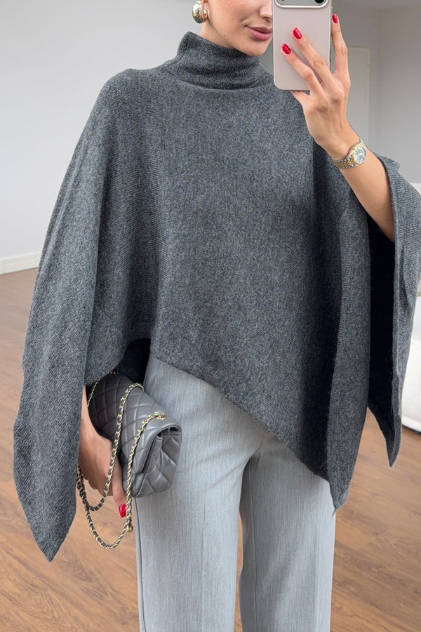 Turtleneck Poncho Sweater