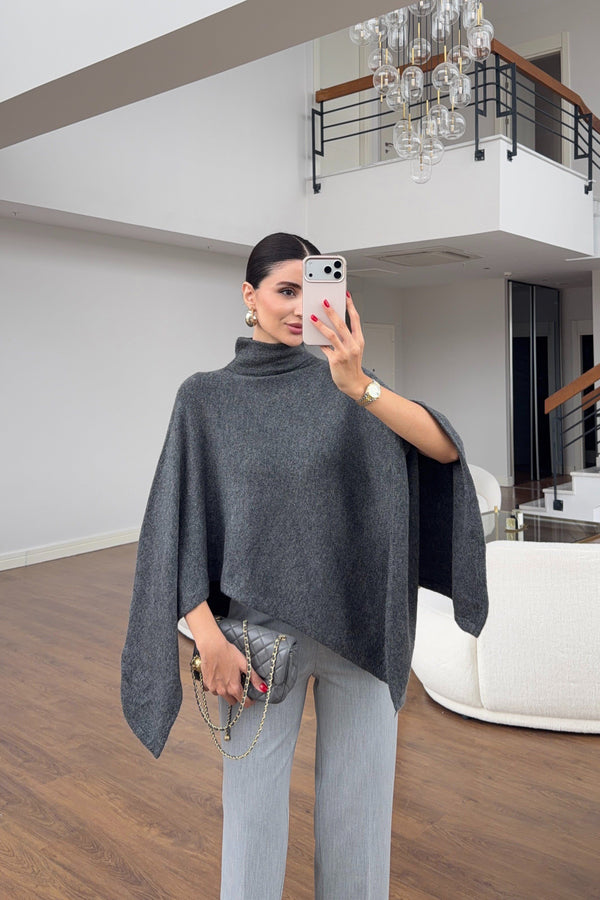 Turtleneck Poncho Sweater