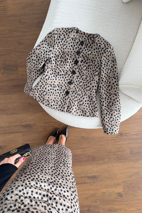 Leopard Print Peplum Skirt Set