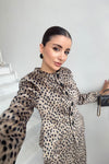 Leopard Print Peplum Skirt Set