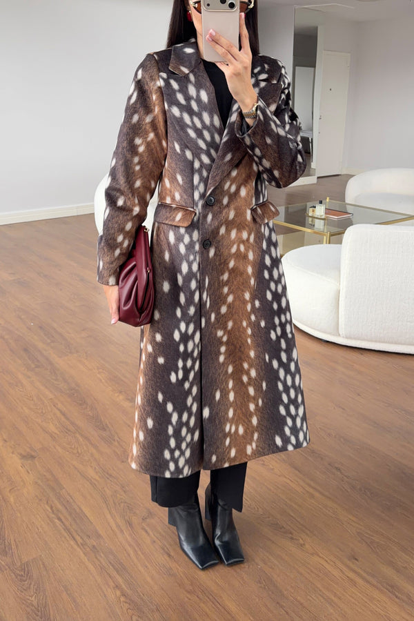 Bambi Print Long Coat