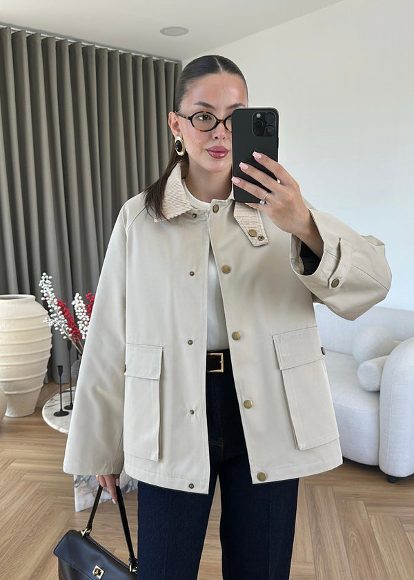 Corduroy Collar Utility Jacket