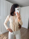 Ruffle Detail Buttoned Cardigan