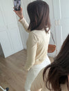 Ruffle Detail Buttoned Cardigan