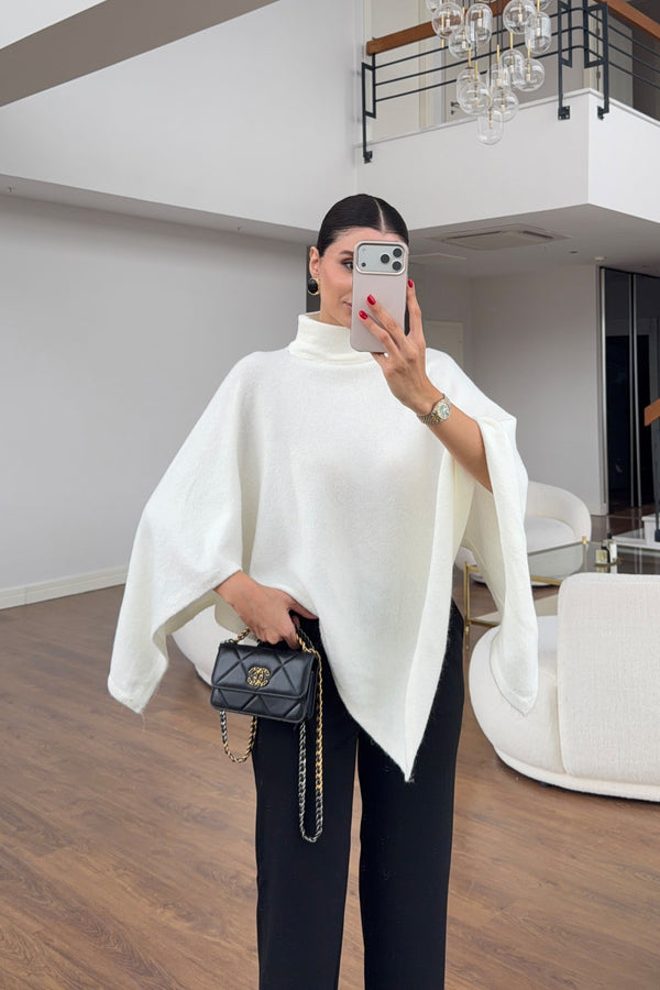 Turtleneck Poncho Sweater