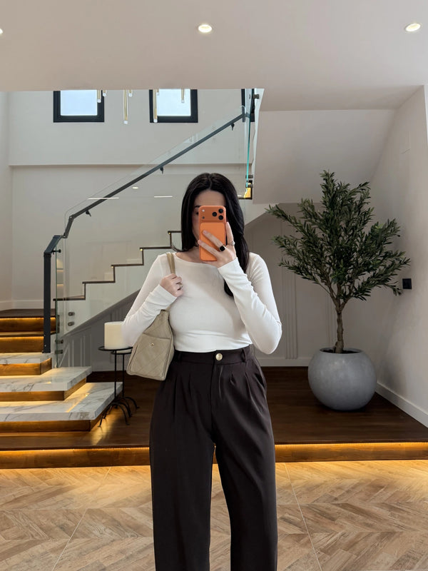 Boat Neck Long Sleeve Top