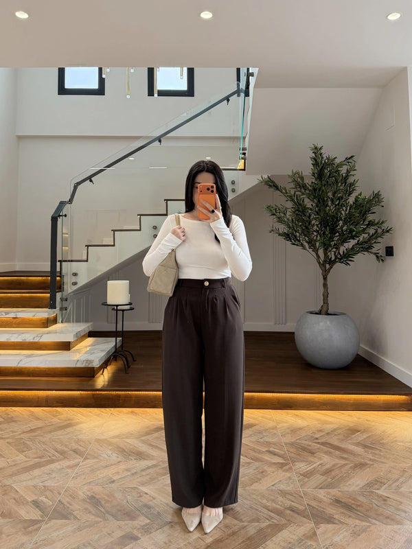 Boat Neck Long Sleeve Top