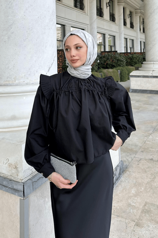 بلوز أكمام مطوية - Sateen style