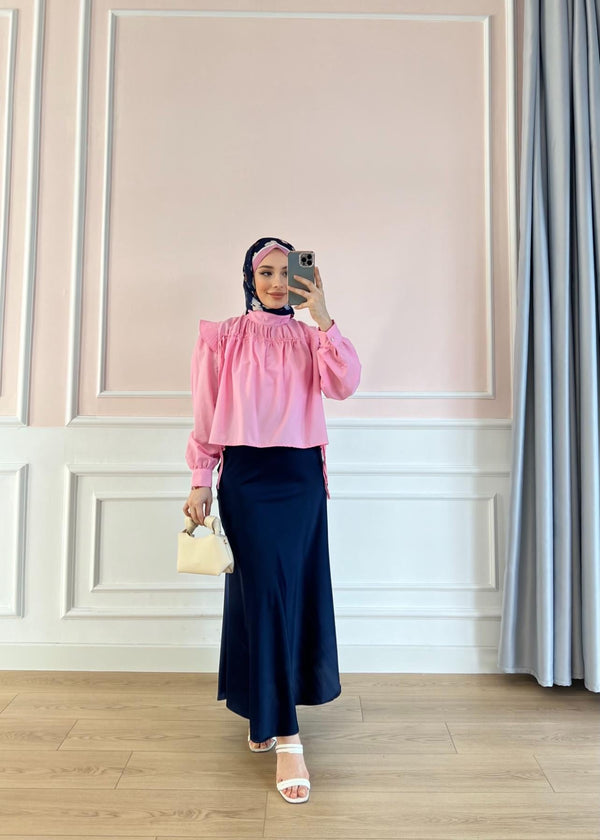 بلوز أكمام مطوية - Sateen style