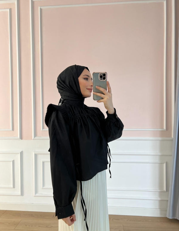 بلوز أكمام مطوية - Sateen style