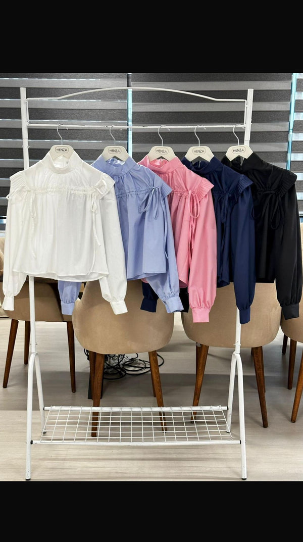 بلوز أكمام مطوية - Sateen style