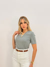بلوز فتحة حرف V - Sateen style