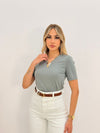 بلوز فتحة حرف V - Sateen style