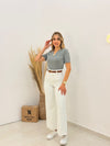 بلوز فتحة حرف V - Sateen style