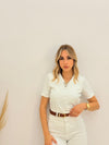 بلوز فتحة حرف V - Sateen style