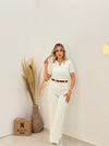 بلوز فتحة حرف V - Sateen style