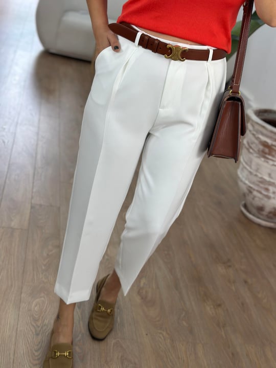 بنطلون زارا جديد 2025 - ابيض - Sateen style