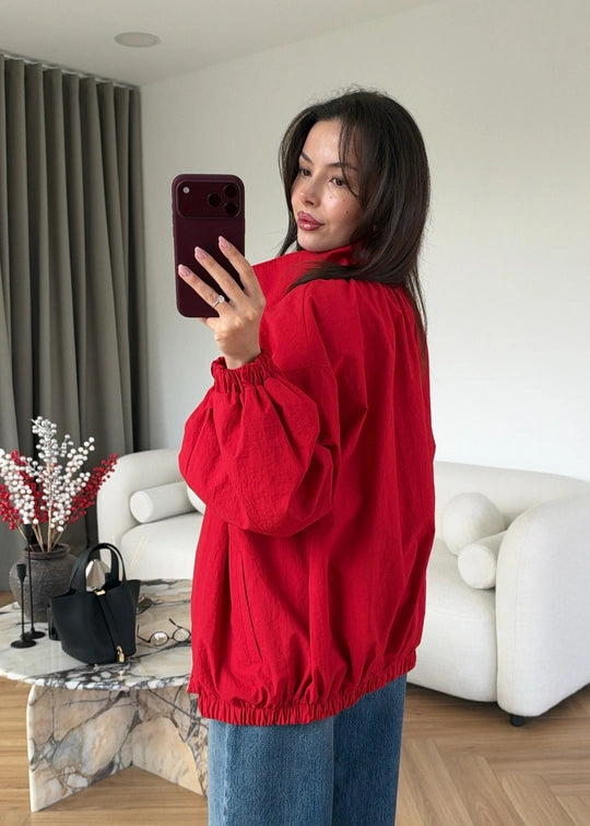 Balloon Sleeve Ruched Rain Jacket