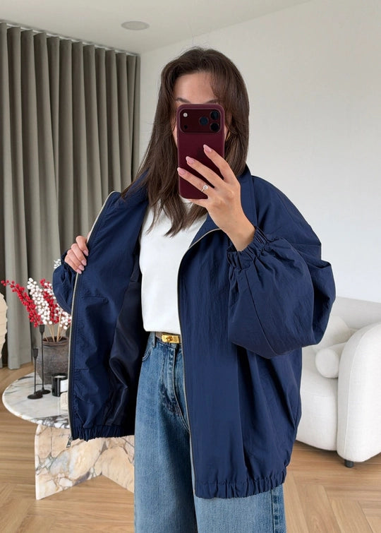 Balloon Sleeve Ruched Rain Jacket
