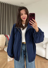 Balloon Sleeve Ruched Rain Jacket