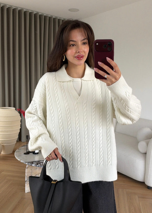 Cable Knit Collar Sweater