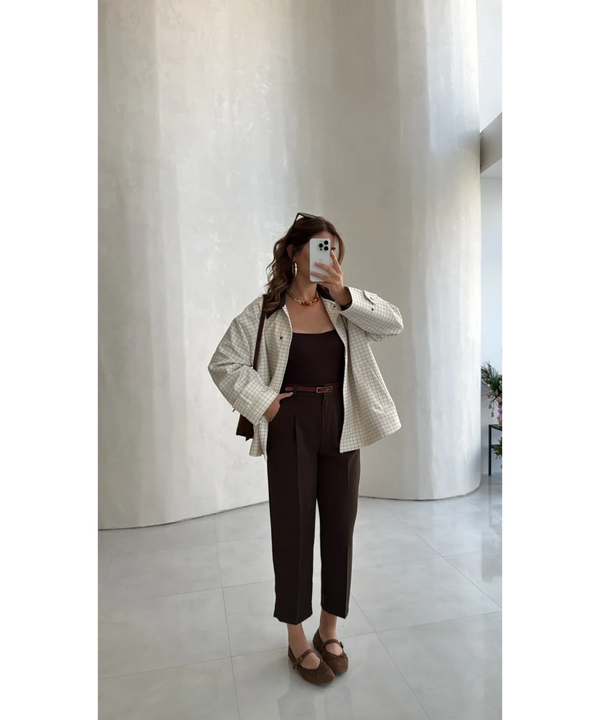 CHECKERED JACKET BROWN