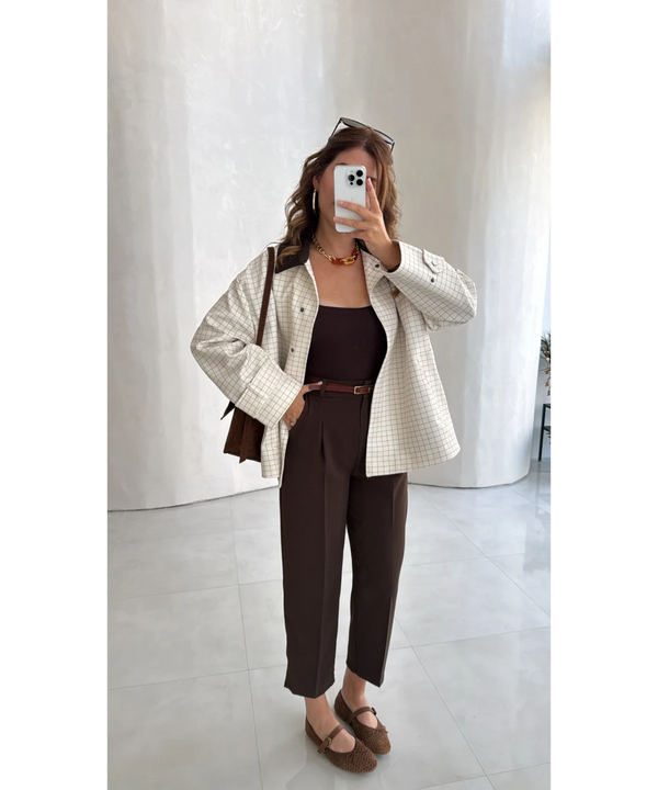 STRAIGHT- LEG TAILORED TROUSERS