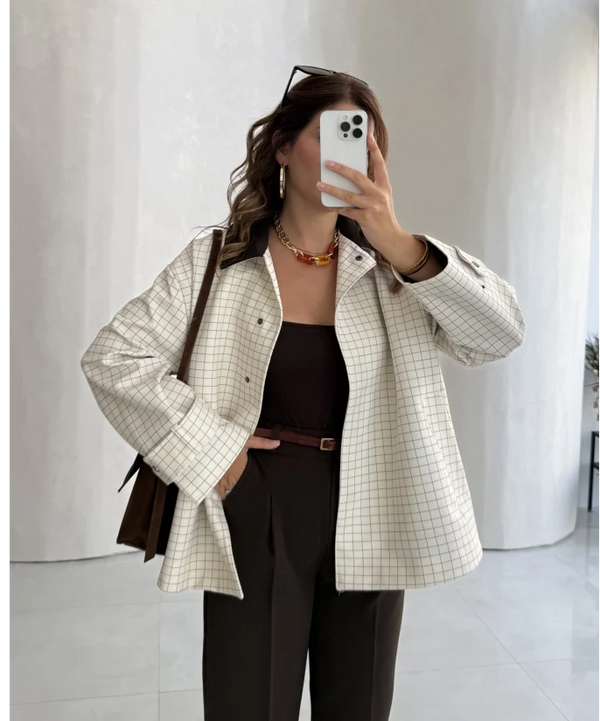 CHECKERED JACKET BROWN