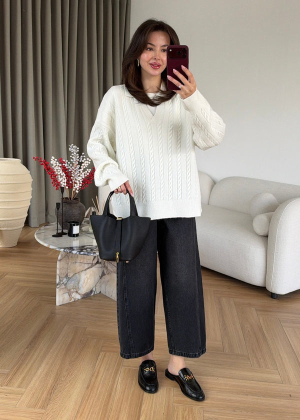 Cable Knit Collar Sweater