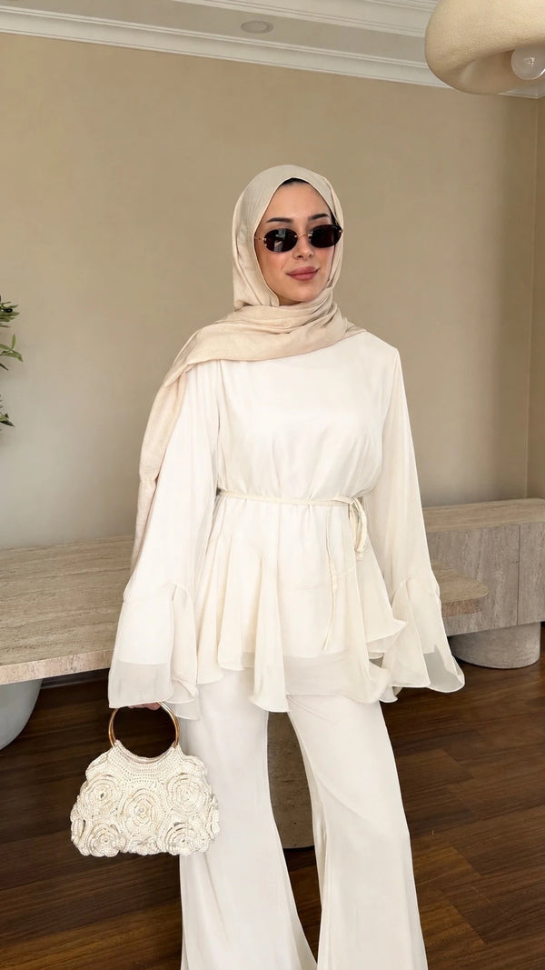Zeena chiffon set ابيض