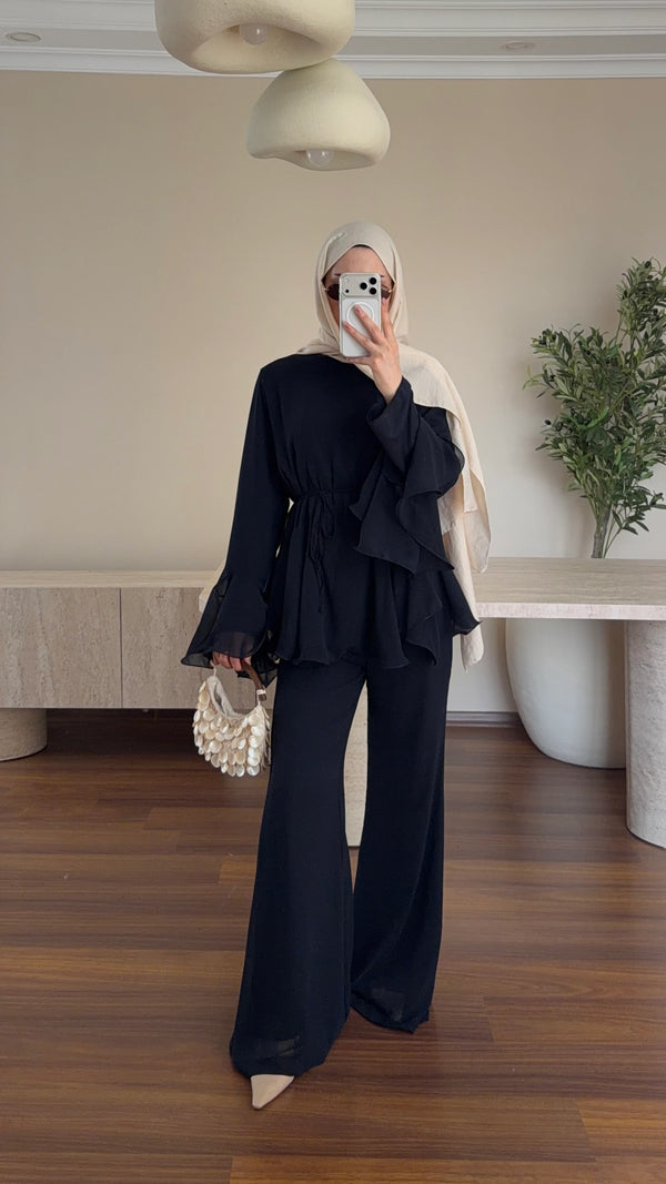Zeena chiffon set اسود