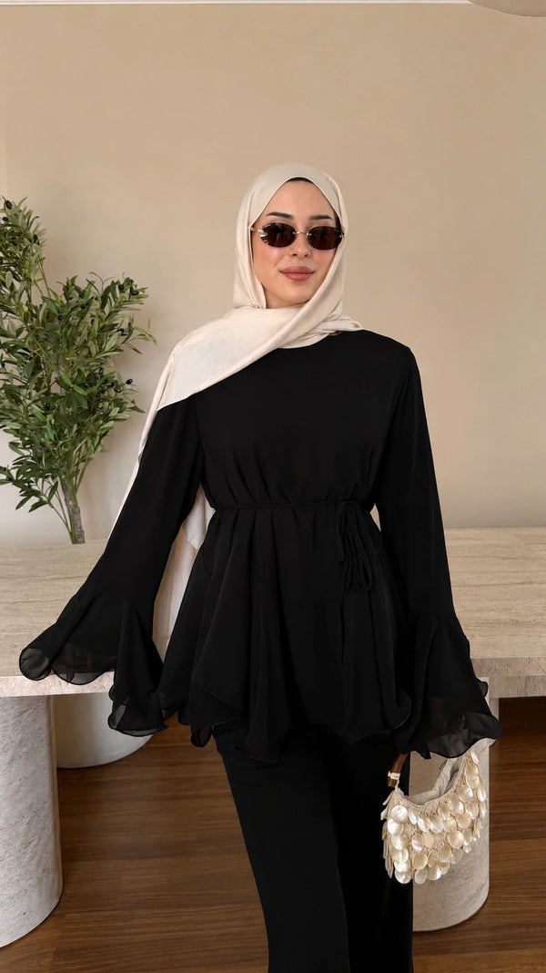 Zeena chiffon set اسود