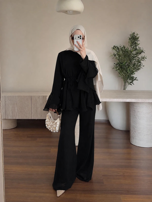 Zeena chiffon set اسود