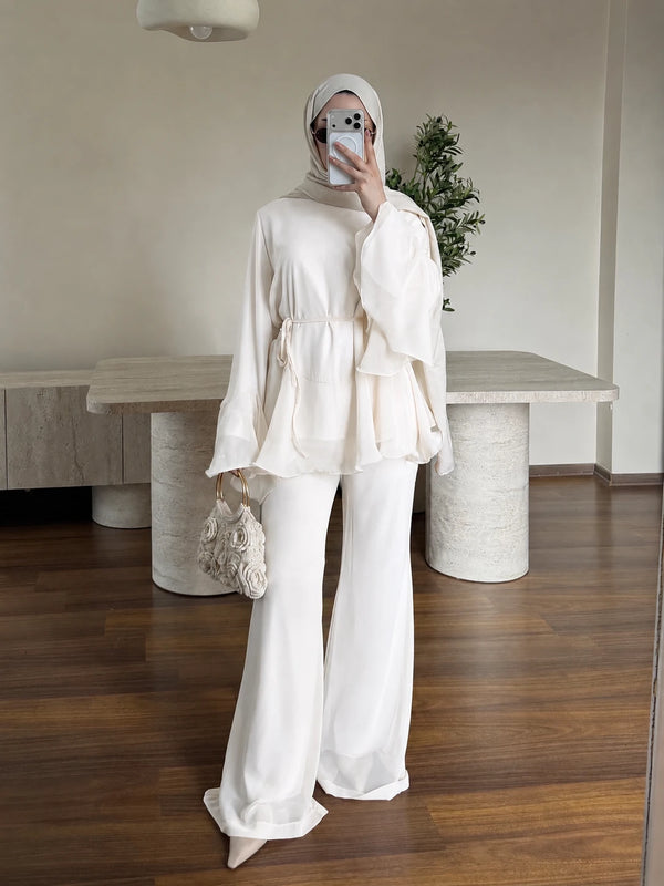 Zeena chiffon set ابيض