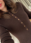 High Neck Snap Button Knit Sweater