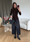 High Neck Snap Button Knit Sweater