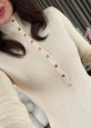 High Neck Snap Button Knit Sweater