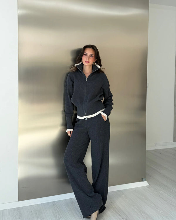 Contrast Trim Knit Set