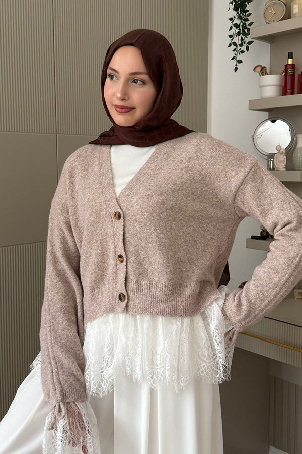 Lace Detail Knit Cardigan