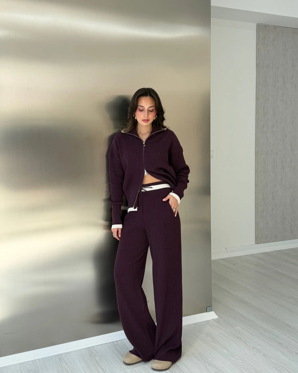 Contrast Trim Knit Set