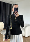 High Neck Snap Button Knit Sweater