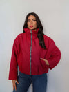 High Neck Plaid Bomber Jacket