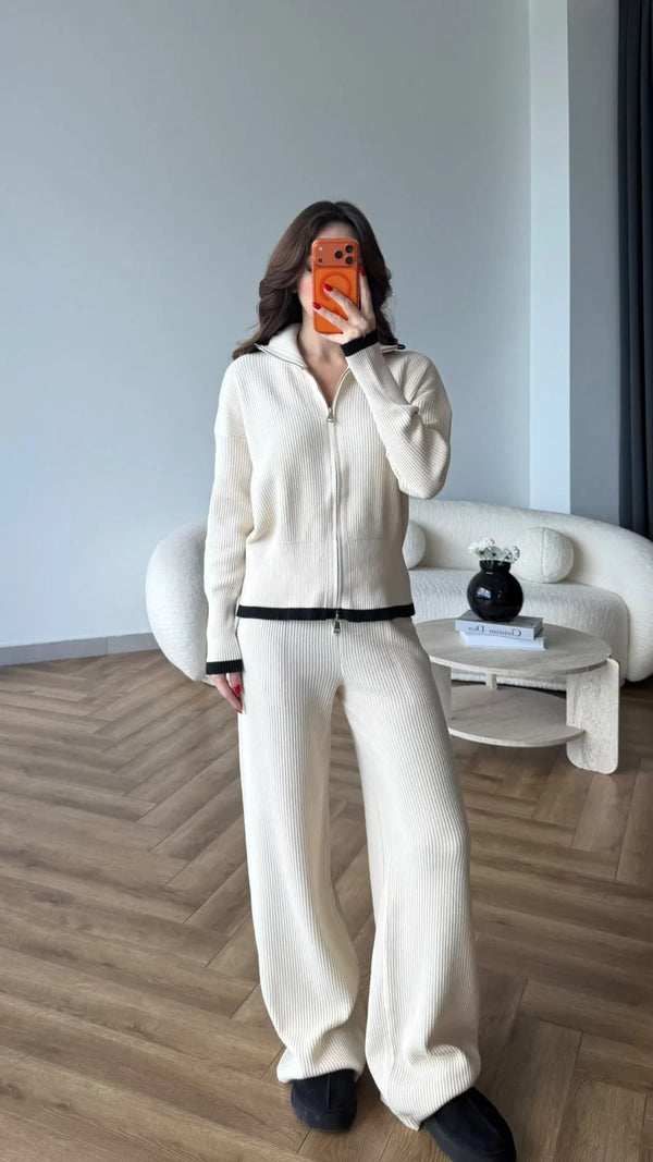 Contrast Trim Knit Set