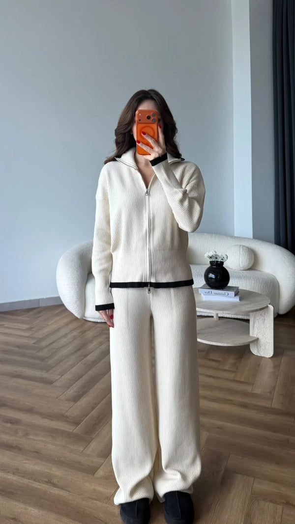 Contrast Trim Knit Set