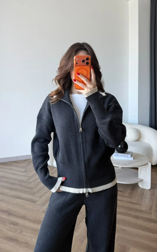 Contrast Trim Knit Set
