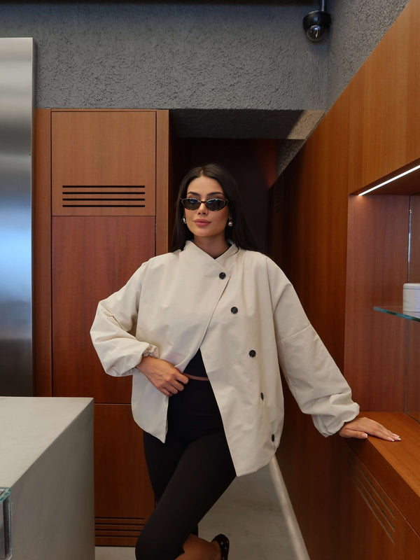 UPRECT COLLAR HIDDEN BUTTON TRENCH
